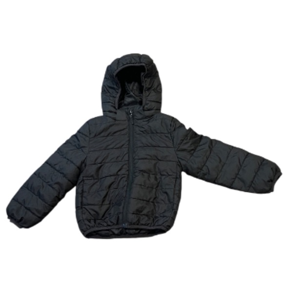 H&M Other - H&M Kids Black Puffer Jacket Size 5T/6 Removable Hood Full Zip Pockets